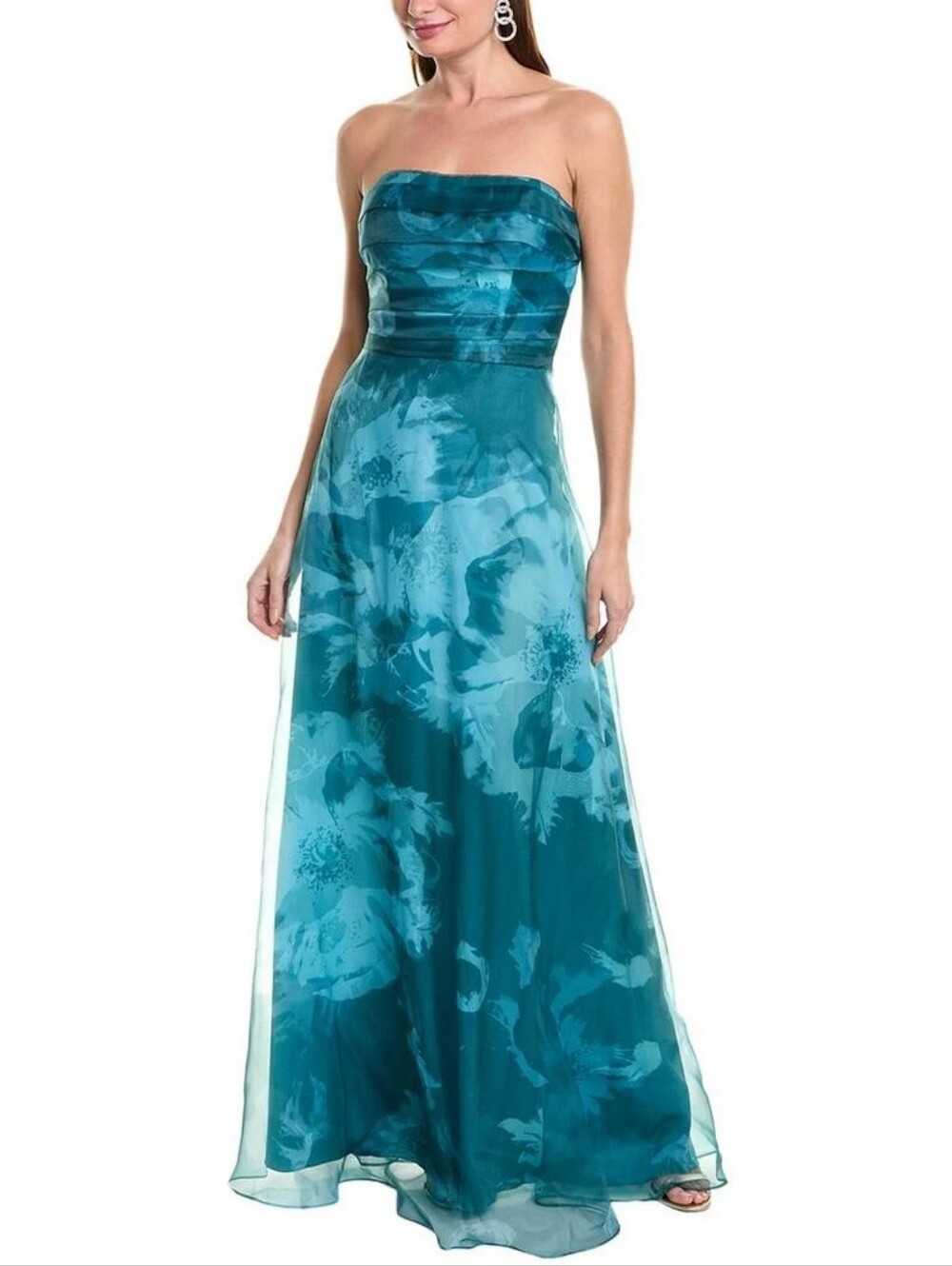 NWT Rene Ruiz Collection Teal Strapless Organza Gown Size 16
